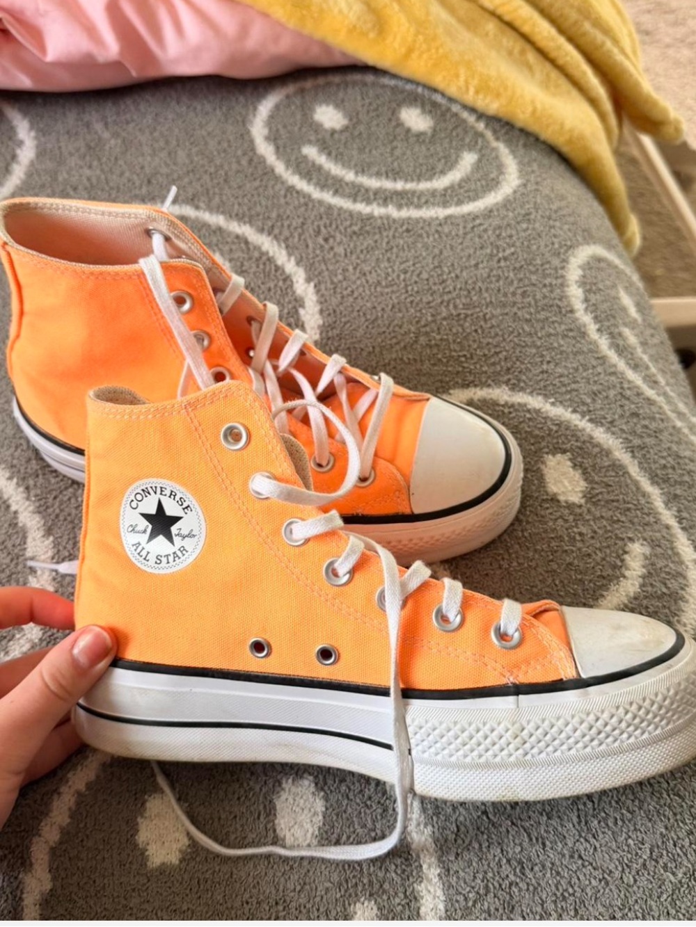 Converse High Top Sneakers in Orange and White